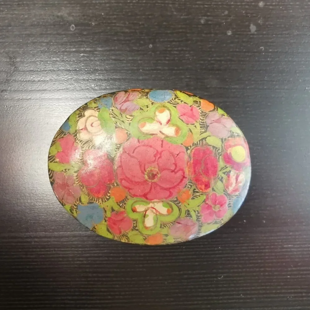 Kashmiri Art Papier Mache -‎ Oval Box, Small, Multicoloured